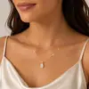 Collar con colgante de cobre chapado en oro de 14 quilates con circonita, estilo europeo y americano, cadena simple para la clavícula, regalo para novia