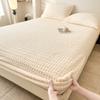 Sábana Bajera de Tafetán Engrosado tipo Gofre de Invierno Pieza Única Cálida Sencilla Protector de Colchón Cubierta de Cama Fija Todo Incluido