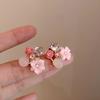 Pendientes de plata con forma de flor de diamante y aguja de amor, a la moda, pequeños, frescos y dulces, bonitos pendientes de corazón para niña, al por mayor