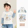Ropa infantil Kaka Panda camiseta de manga larga de dos piezas falsas para niños conjunto de otoño para bebé top para niñas camiseta básica de otoño para niños