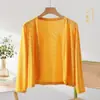Cardigan Exterior de Verano Chal Color Sólido de Moda Versátil Tejido Amigable con la Piel Suave Ligero Transpirable Holgado Chaqueta Protectora Solar