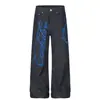 G60066 Jeans Streetwear Unisex Estilo Americano High Street con Diseño Bordado, Corte Holgado para Hombre en Color Denim Original, Jeans Vintage