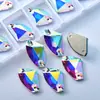 Rhinestones de Cristal Blanco AB Base Dorada Cosidos a Mano, Rhinestones de Fondo Plano Doble Agujero, Forma de Marquise Satélite Accesorios de Ropa DIY