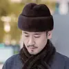 Gorro Cálido Impermeable de Piel de Visón para Otoño e Invierno para Hombres de Mediana Edad y Mayores, Gorro de Algodón de Invierno para Abuelo, Gorro de Propietario para Hombre, Gorro Presidencial Espesado
