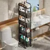 Estante de Almacenamiento para Huecos de Baño Organizador de Productos para Tocador Estante Móvil para Detergente de Lavandería Estante en Capas de Borde Estrecho para Baño
