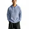 Ropa Nueva para Hombre Cruzando Europa Sudadera con Capucha de Waffle para Hombre Color Sólido Holgada Casual Manga Larga Sudadera con Capucha