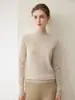 Novedad Otoño 2026 Suéter de Cachemir 100% Puro para Mujer, Corte Ajustado, Cuello Alto Medio, Estilo Sencillo