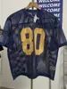 Novo Estilo Europeu e Americano Design Vazado 80 Estrelas Digitais Blusa de Tricô Solta Gola Redonda Manga Curta Esportiva Tendência Masculino e Feminino