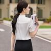Camisa Interior con Lazo Rosa Camisa Profesional Camisa de Satén Traje Mujer Verano Manga Corta Fabricante Nuevo Ropa de Trabajo