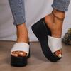 Sandalias de cuña con diseño especial de comercio exterior para mujer, zapatillas informales de tacón alto con plataforma y suela gruesa de verano a la moda.
