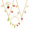 Roda Gigante Aço Inoxidável Gotejamento de Óleo Fruta Zircônia Pingente DIY Corrente de Clavícula Pulseira Anel Moda Luxo Acessível Conjunto para Mulheres