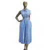 Ropa de Mujer Transfronteriza Europea y Americana Moda Nueva Verano 2026 Vestido Simple de Solapa sin Mangas con Corbata Plisado Rayado para Mujer