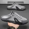 Zapatos casuales nuevos de talla grande 39-47, pantuflas planas, zapatos casuales cerrados de verano para hombre, zapatos perforados transpirables