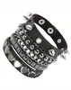 Pulseira de Couro Multicamadas Moda Transfronteiriça Europeia e Americana Pulseira de Pulso com Rebites Estilo Punk Personalizada Joia de Pulso Hip-Hop Masculino