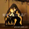 Decoración de Mesa de Halloween Casa Embrujada Funciona con Batería Chimenea de Interior Adornos de Escritorio Mesa de Cocina Madera Iluminada