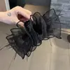 Prendedor de Cabelo Grande com Laço Preto Garra de Tubarão de Alta Qualidade Versátil Presilha de Fita para Cabelo Feminino Parte de Trás da Cabeça Acessórios de Cabelo Atacado