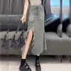 Falda de Mezclilla con Abertura Irregular para Mujer Otoño Nuevo Talla Grande MM Gorditas Cintura Alta Adelgazante Línea A Ceñida a la Cadera Falda de Cola de Pez