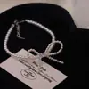 Collar con Pulsera de Perlas y Lazo de Moda de Alta Gama para Mujer, Pulsera de Lujo Ligero con Temperamento para Niñas