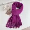 Bufanda de Color Sólido con Borlas de Imitación Cachemir de Gama Alta Nueva para Otoño e Invierno para Mujer Estilo Coreano de Invierno Versátil Elegante Bufanda Rojo Chino