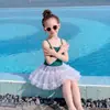 Traje de baño para niñas 2026, Falda de tul, Traje de baño de una pieza estilo tirantes, Estilo vestido de princesa para bebés y niñas, Ropa de baño para niñas