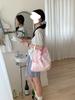 Bolso de Hombro de Rejilla Suave Floral de Lona para Primavera y Verano Bolso de Encaje Dual para Niña Bolso para Estudiante Universitario