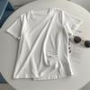 Camiseta de Manga Corta con Cuello Redondo y Plisados de Lyocell Estilo Coreano Fresca al Tacto 2026 Verano Ceñida a la Cintura Adelgazante Abertura Parte Superior Versátil para Mujer