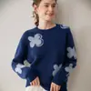 Nuevo Suéter de Cachemir 100% Puro Otoño e Invierno 2025 Moda Femenina Holgado Grueso Tejido Jacquard Nube Suéter Interior