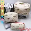 Bolsa de Maquillaje de Algodón Linda y Fresca Transfronteriza para Mujer, Neceser Lindo Estilo Ins, Bolsa de Almacenamiento Portátil de Nicho con Diseño Floral