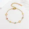Joyería de Acero de Titanio Dongguan No se Desvanece Trébol de Cuatro Hojas Diamante de Color Estilo Ins Transfronterizo Pulsera Cadena Tobillera de Acero Inoxidable para Mujer