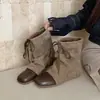 Botas de Mujer 2026 de Moda Otoño-Invierno Estilo Coreano Color Bloque Retro Moda con Cordones que Aumentan la Altura Plisadas