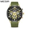 Reloj de pulsera MEGIR para hombre, nuevo, con correa de silicona, multifuncional, creativo, de moda, deportivo, venta al por mayor