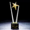 Trofeo medalla de cristal con letras de estrella de cinco puntas personalizado empresa escuela negocio premios creativos para empleados