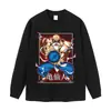 Camiseta com estampa de quadrinhos clássica, estilo high-street, acabamento lavado e desgastado, corte solto oversized, versátil de anime com manga curta, transfronteiriço