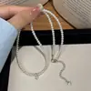 Collar de Plata de Ley S925 con Colgante Pequeño de Diamante Brillante y Perla Natural de Agua Dulce para Mujer Cadena Clavicular Versátil de Alta Gama Simple Elegante
