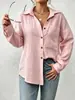 Moda feminina nova europeia e americana transfronteiriça 2026 estação independente Amazon camisa elegante de cor sólida com botões e lapela