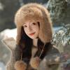 Invierno nuevo gorro de felpa para mujer moda exterior cálido protección para los oídos gorro grueso forrado de vellón gorro Lei Feng de alta calidad