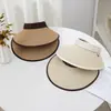 Nuevo Sombrero de Sol de Paja Abierto Estilo Coreano para Mujer, Sombrero de Sol de Ala Ancha con Protección UV para Verano, Sombrero de Sol para Exteriores
