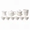 Juego de té de porcelana blanca con paisaje de tinta, tetera Kung Fu de jade blanco como grasa de cordero, gaiwan y taza de justicia, juego completo, caja de regalo de negocios de alta gama