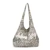 Bolsa de lona com estampa de leopardo, moderna e de grande capacidade, bolsa de ombro feminina, estilo coreano, design casual e simples de bolinhas