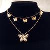 Deseo nuevos accesorios de moda bohemios de moda tamaño mariposa colgante collar de doble capa cadena de clavícula mujeres