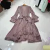 Vestido Irregular de Encaje Elegante de Estilo Europeo y Americano Nuevo de Alto Gama con Dobladillo Grande de Cintura Alta Nanyou