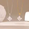Elegante y Estilizada Cadena de Clavícula para Mujer con Colgante de Acero de Titanio en Forma de Diamante, Estilo Ins de Lujo Ligero, Joyería Popular Transfronteriza