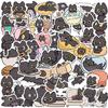 50 pegatinas de la serie de gatitos negros traviesos de dibujos animados, para diario de mano, maleta, taza, patineta, pegatinas de PVC impermeables
