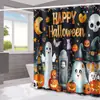 Cortina de Chuveiro Halloween Fantasma Abóbora Amazon Casa Impermeável e à Prova de Mofo Cortina de Chuveiro Divisória de Banheiro Cortina de Chuveiro