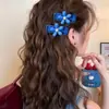 Novedad 2026 Pinza para el Cabello con Perlas y Flores en Contraste Azul y Rojo para Mujer, Pinza Lateral Estilo Coreano, Accesorio para el Cabello de Pinza para Flequillo de Alta Gama