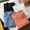 ¡Pedido Japonés! 2023 Principios de Otoño Nuevo Simple Versátil Plisado Media Botonadura Cuello Redondo Manga Larga Camisa Top 461144