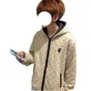 Chaqueta cárdigan con capucha de diseño de moda callejera estilo coreano con lunares para hombre, corte holgado con ribete negro en contraste, sudadera casual con cremallera bordada