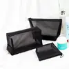 Bolsa de Maquillaje de Malla Negra de Nailon Extra Gruesa Pequeña Portátil Multifuncional para Mujeres Bolsa de Almacenamiento para Cuidado de la Piel Bolsa para Lápiz Labial y Maquillaje