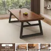 Mesa de comedor para uso doméstico, adecuada para apartamentos pequeños, tablero rectangular grande, ideal para propiedades de alquiler, mesa de comedor simple color nogal para restaurantes