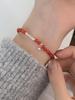 Pulsera de plata de ley S925 con ágata roja natural china y pez koi, sencilla y combinable para mujer.